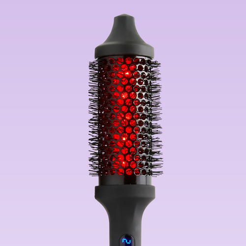 black-barrel-infrared-light-turned-on-and-glowing-black-bristles